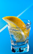 gin with lemon on a glass table