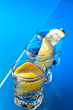 gin with lemon on a glass table