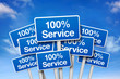 Illustration: Schilder mit 100% Service Schilder mit 100% Service