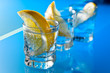 gin with lemon on a glass table