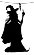 Young sexy witch silhouette with poison and spider