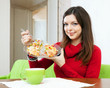 woman shared lunch for two parts