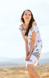 Beautiful Girl in dress summer outdoors