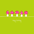 Vector: Fly Agarics "Happy Birthday" Pink/Green Fly Agarics "Happy Birthday" Pink/Green