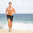 Running Man Jogging On Beach