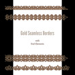 Gold lace ribbons, set of seamless borders with end elements