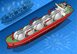 Isometric Gas Tanker Ship in front view