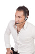 Man with a headset listening to a call