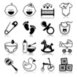 Vektor: Icons set with reflection: Babies Icons set with reflection: Babies