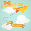 Vektor: Summer and origami airplane Summer and origami airplane