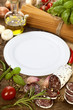 whole wheat spaghetti, ingredients and plate for text