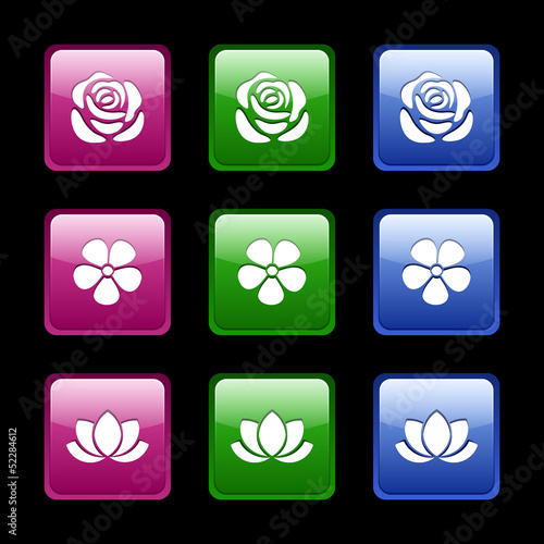 Vector: Set of nine web icons with flowers. Vector eps-10. Set of nine web icons with flowers. Vector eps-10.