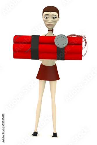 Illustration: 3d render of cartoon character with dynamite 3d render of cartoon character with dynamite