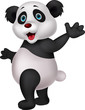 Cute panda cartoon waving hand