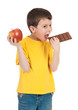boy with apple and chocolate