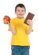 boy with apple and chocolate