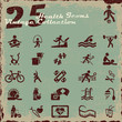 Health icon set, vintage collection series