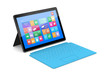 The tablet PC with a surface blue keyboard