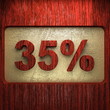 red wood sign golden background