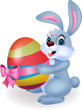 Cute rabbit carftoon holding easter egg