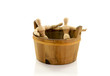 together in the wooden hot tub