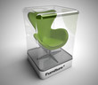 Design green swivel chair showcase