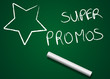 Vector: super promo écrit sur une ardoise verte super promo écrit sur une ardoise verte