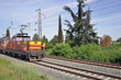 Old locomotive shunting at the station, Bulgaria.