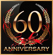 Anniversary golden label with ribbon and Laurel wreath