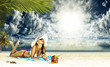 woman sunbathing on a beach
