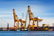 Stack of freight containers at the docks