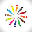 Abstract colorful happy people in circle- vector graphic