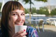 happy in the street cafe