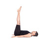 Yoga by Indian man on white