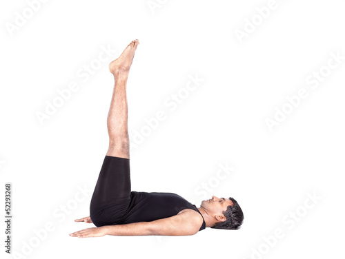 Photo: Yoga by Indian man on white Yoga by Indian man on white