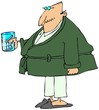 Old man with teeth in a glass