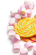 sweet marshmallows and lollipop
