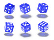 Würfel, 6er Set, schweben, blau