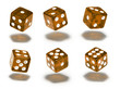 Würfel, 6er Set, schweben, braun
