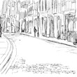 the street - illustration converted into vector