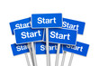 Illustration: Schilder mit Start Schilder mit Start