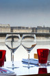 Restaurant, table, couverts, dîner, vue, Bordeaux, verre