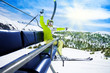 Foto: Happy skier on ski lift Happy skier on ski lift