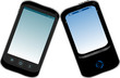 Illustration: Two mobile smartphones with blank blue screen isolated on white Two mobile smartphones with blank blue screen isolated on white