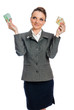 young woman with cash