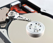Close-up of internal components of a harddisk drive (HDD)