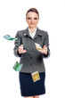 young woman Hands Catching Money