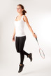 Photo: Beautiful girl with a racket in hands Beautiful girl with a racket in hands