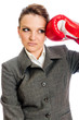 Young Business woman boxing punch