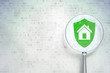 Safety concept:  Shield with optical glass on digital background